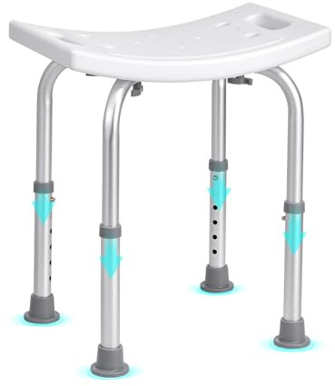 VEVOR Siège de Douche Antidérapant Hauteur Réglable 360-485 mm Tabouret de Douche Charge 158,8 kg Chaise de Douche en Alu et PE Aide à la Douche pour Personnes Âgées Femmes Enceintes Salle de Bain
