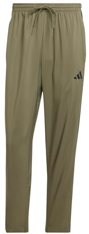 adidas Uomo Essential Three Stripes Stanford Open Hem Pants, Olive Strata/Black, L