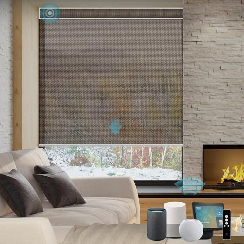 SmartWings Elektrisches Rollo mit Fernbedingung 5% Offenheit, Smart Rollo Innen 50% Verdunkelung, Kompatibel mit Alexa, Google Home, Homekit, Benutzerdefinierte Größe, Aventus Schokolade