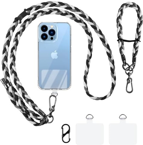 AULEEP 2pcs Crossbody Phone Lanyard, Adjustable Lanyard for Women & Men (Black)