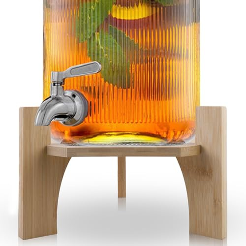 LEKEFETO Supporto per Dispenser di Bevande in Legno, Rotondo per Picnic, Feste, Ornamenti, Matrimoni (21,5 cm)