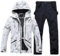 HOUZONIY Herren Skianzug Set Herren Schneeanzug Warmer Winddichter 2-Teiliger Schneeanzug(009WT+Schwarz L)