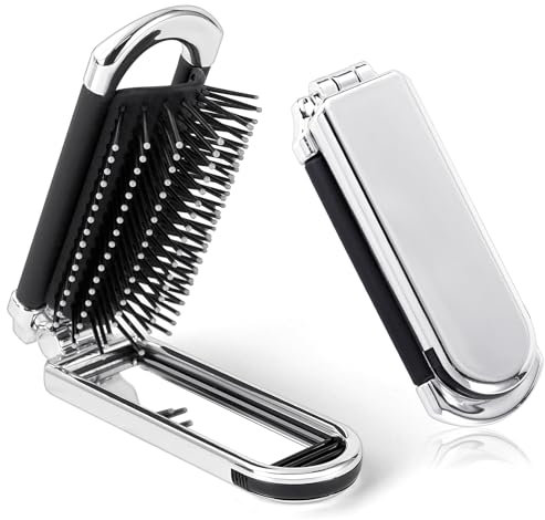 OSDUE Reisebürste mit Kleiner Spiegel,Stück Faltbare Reise Haarbürste Tragbare Mini Klappkamm Haarbürste Taschen Haarkamm Haarmassagekamm Haar-Styling Kamm für Männer Mädchen