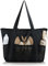 HOMESPON Strandtasche Damen mit Reißverschluss Große Wasserdicht Mesh Badetasche Familie Faltbar Beach Tote Bag Shopper,Schwarz