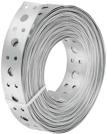 PATIKIL Galvaniserad rörrem, 0,98 tum x 33 FT 0,6 mm tjocklek metallband med hål böjbar rörhängare rem för rörstöd upphängning, silverton