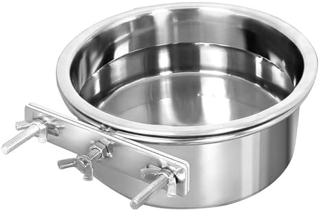 VOANZO Ciotola per Acqua, Cibo, per Cuccia, Gabbia, Gabbia per Animali Domestici, Ciotola in Acciaio Inox con Chiusura Rapida, per Cani, Gatti, Uccelli, porcellini d'India, Conigli, pollai, 14x5,5 cm