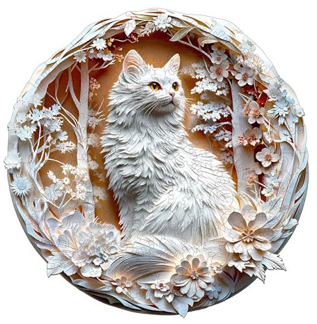 Holzpuzzle Erwachsene 3D Katze-3-200 Teile holzpuzzle Geschenkbox, Wanddekoration und Geschenk für Freunde und Familien (14 Jahren+)