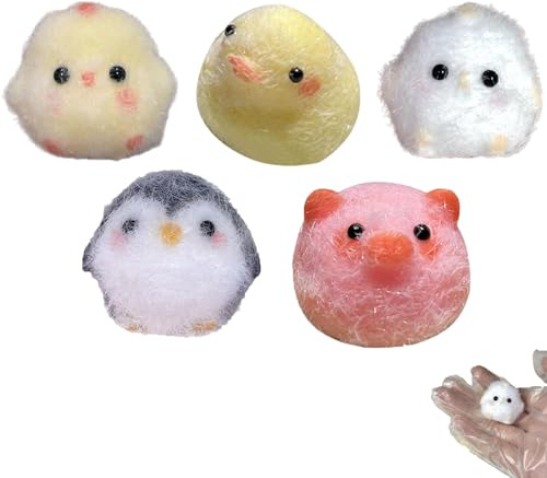 5 piezas Taba Squishy, Fufu Squishy, Squeeze Toy, Pollito, juguete antiestrés perfecto para niños y adultos, regalo de alivio del estrés