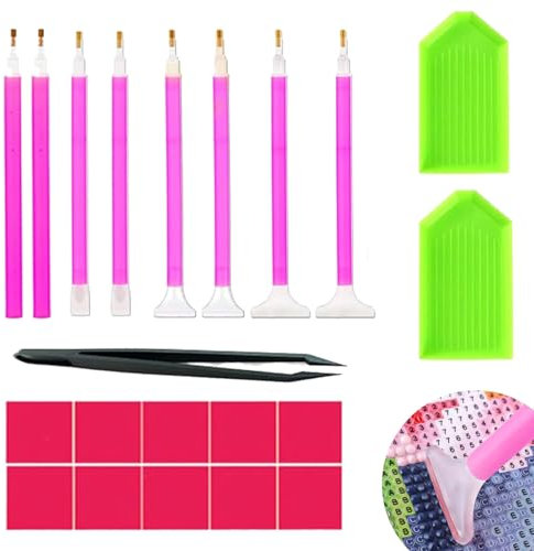 CYXZMYA 21 Stück Diamond Painting Stift und Zubehör,Diamond Art Painting Zubehör Stifte Set,5D Diamond Art Painting Zubehör Stifte,Mit Pinzette,für Diy,Diamantmalerei Stickerei,Nagelwerkzeug