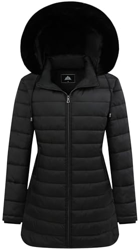 GOLDLADIES Women's Waterproof Long Down Jacket,Warm Winter Hooded Puffer Coat Thickened for Hiking Outdoor