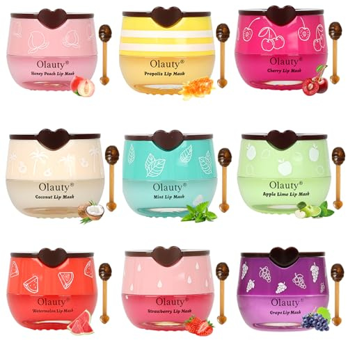 TITIMORE 9Pcs Bee Lip Balm Honey Pot,Valentines Gifts Bee Lip Mask Honey Lip Balm Uk,Stocking Stuffers for Women,Hydrating & Prevention Dry and Cracked Lip Scrubs Exfoliator Plumping