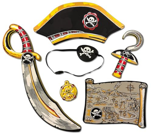 Liontouch - Pirate Play Set with Saber, Hook, Hat, Eyepatch, Medallion & Map - 3+ Years | Pretend Play Accessories for Toddlers & Kids Ready to Sail The Caribbeans | Made of Durable & Safe Foam