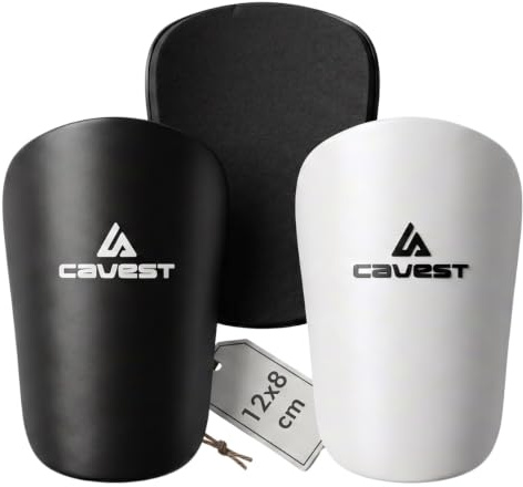 Cavest Mini Espinilleras Fútbol Niño y Adulto – Espinilleras Pequeñas 12 x 8 cm – Ultraligeras 30gr con Espuma EVA – Mini Espinilleras Futbol Cómodas y Resistentes – Blanco y Negro