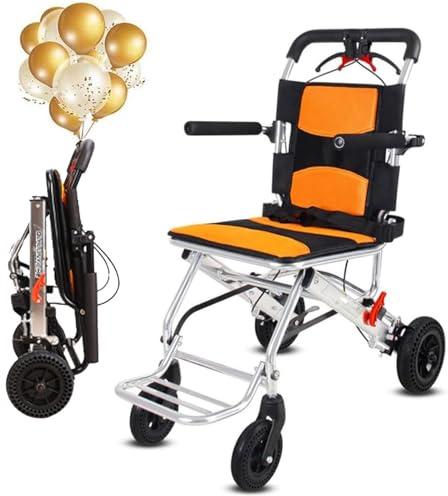 ANXYYDS Silla de Ruedas Silla de Ruedas Plegable Ultraligera Silla de Ruedas de Transporte portátil Silla de Ruedas de Viaje de Aluminio Ligera para Personas Mayores Silla de Transferencia
