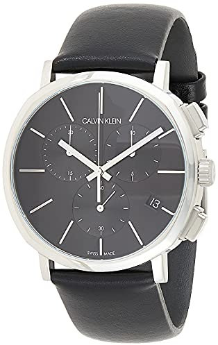 Calvin Klein Herren Chronograph Quarz Uhr mit Leder Armband K8Q371C1