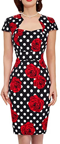 Grace Karin CL7597 Vestido de lápiz, Estilo Vintage, con Mangas largas, para Mujer - - 4X-Large
