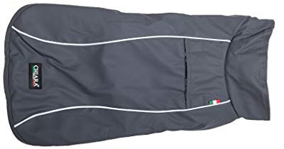CHIARA Regenjacke mit Geschirr Modell Finn Größe L (Allwetter-Jacke mit Fleece-Futter, Wind- und Wasserdicht, Reflektionsstreifen, anpassbar an jeden Hund, Maschinenwaschbar), Farbe: Grau