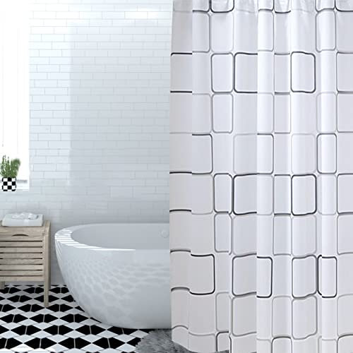 juingio Tenda per Doccia, Bianca, Impermeabile e Resistente alla Muffa, con 12 Ganci, per Vasca da Bagno 180x200cm