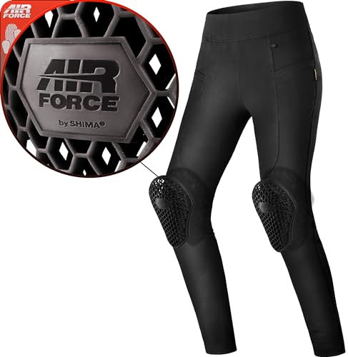 SHIMA CRUZ Motorrad Hose Damen mit Protektoren Leggings Knieprotektoren Motorradhose Kurzgrößen Hosen Protektorenhose Textilhose Urban Stretch Lang (Frauen, Schwarz, S LONG)