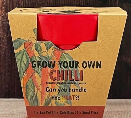 Grow Your Own Chilli Plant Seed Kit - Chillies Eco Growing Vegetable Planting Pack - Gardening Gardener Easter Gift - Family Kids Children Kraft Activity