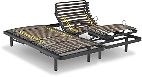 Ferlex - Letto matrimoniale articolato elettrico | Struttura robusta | doghe in legno resistenti (180 x 190 cm, telecomando wireless)