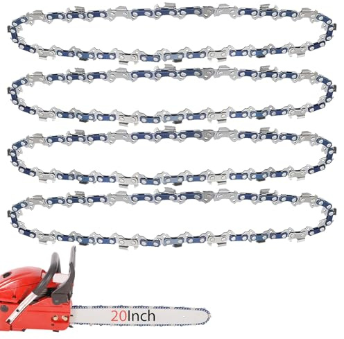 O-CONN 4 Pack 20 Inch Chainsaw Chain 3/8 Pitch .050'' Gauge 72 Drive Links Fits Husqvarna 455, Stihl 026, Poulan, Makita and more