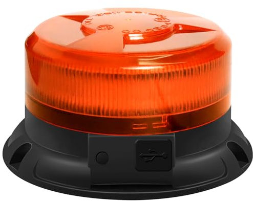 Dinfu rotativo led bateria, 12V led luz de advertencia imán y 9 modos de luz intermitente con cable de carga del coche y cable USB para coche camión tractor UTV remolque SUV J-eep