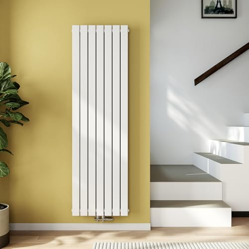 EMKE Radiatore Verticale, 1800x540 mm, Piatto con Design a Connessione Centrale, Radiatore a Doppio Pannello Murale, Bianco, 1949 Watt