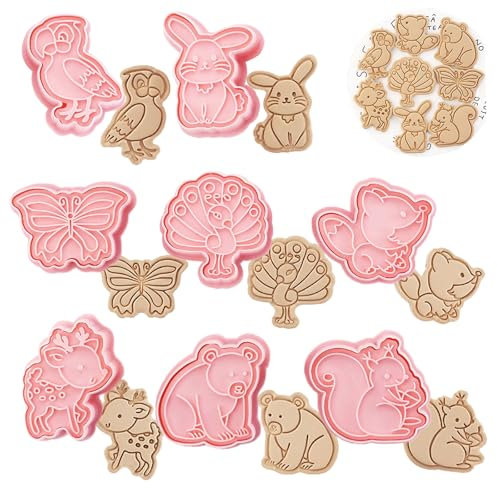 Honicemar Set di Formine per Biscotti a Forma di Animali 3D Tagliabiscotti Plastica Stampi 8 pezzi Formine Biscotti Bambini per Decorare Biscotto Dolci Torta