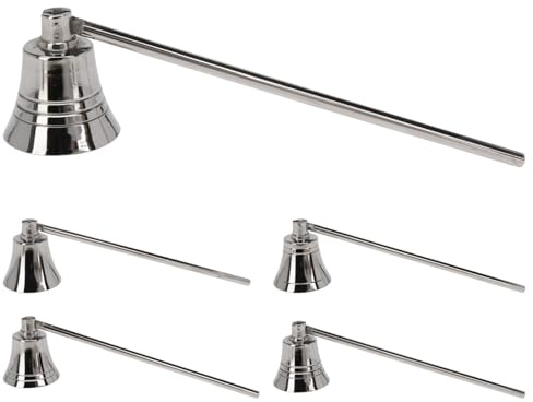 Silver Metal Bell Candle Snuffer | Candle Extinguisher Wick Snuffer with Long Handle | Candlesnuffer Tool Candle Accessories - 20cm ~ Design Varies One Supplied