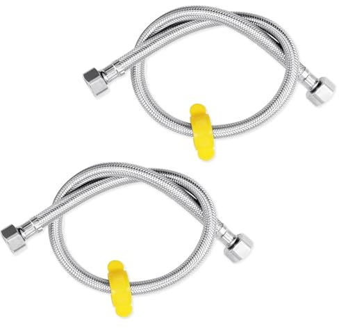 2 PCS Flexible Tap Connector 40 cm Flexible Pipe Tap Connector Stainless Steel Braided Hose Plumbing Fittings for Boilers Plumbing Bathrooms Kitchens