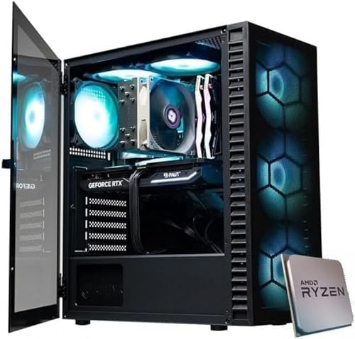 EMCA4 Computer Gaming PC Assemblato Ryzen 5 7500F fino a 5Ghz - RTX 5070 12GB - SSD M.2 1TB nvme - Ram 32GB DDR5 6000Mhz - ARGB - Windows 11 - WIFI - Bluetooth