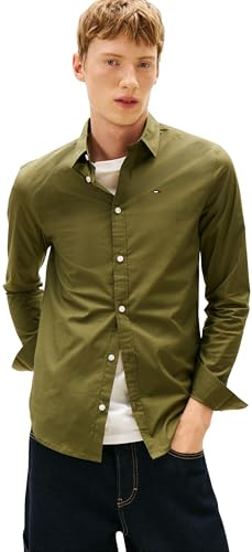 Tommy Jeans TJM Original Stretch Shirt Dm0dm04405 Chemise L/S, Vert (Vert foncé), XL Homme, Vert (Vert foncé), XL