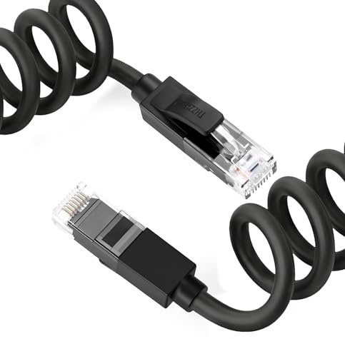 Thzzhnno Silikon Ethernet Kabel 1M, Cat.6a 10Gbps Nätverksledning, RJ45 LAN Kabel för spel, dator, TV, surfplatta, laptop, router (Svart)