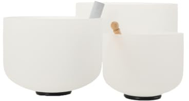 Lfhelper 3 Size Crystal Singing Bowl Set 8/10/12 Inch with Mallet & Ring – Clear Tone Sound Bowls Healing Set for Meditation, Yoga, Chakra Balance & Stress Relief