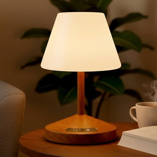 OUTON Lampada da tavolo e doccia a LED ricaricabile, impermeabile, uscita USB, oscuramento continuo, 3 colori, indicatore di alimentazione, funzione di memoria, luce a batteria per casa, bagno, patio