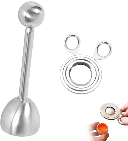 2 Stück Eierköpfer Edelstahl und Eieröffner,Eierköpfer Testsieger,Eier Cutter,Eieröffner mit Kugel,Weich Gekochte Eier Eierkopf,Ei Öffner,Eierknacker,Egg Cracker,Robuster Eierschalenöffner für Küche