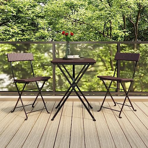 KTHLBRH Chaises de Bistrot Pliantes en Résine Tressée pour Jardin et Terrasse, Cadre en Acier Poudré Stable et Durable, Design Pliable pour Rangement Facile, Résistant aux