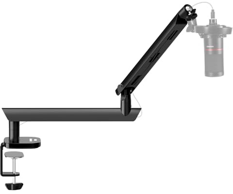 NEEWER Microphone Stand, Low Profile gedämpfter Mikrofon Halterung mit Boom Arm, 360° Kugelkopf, verbesserte Kabelkanäle, 3/8 und 5/8 Adapter für Podcast Streaming Gaming Studio, max. 1,5kg, MS007