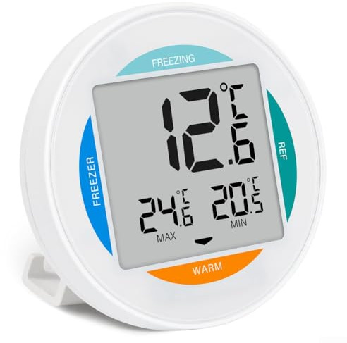 Trådlös kylskåpstermometer hygrometer, 2-pack IP65 vattentät digital sensor för övervakning av kylskåpstemperatur och luftfuktighet