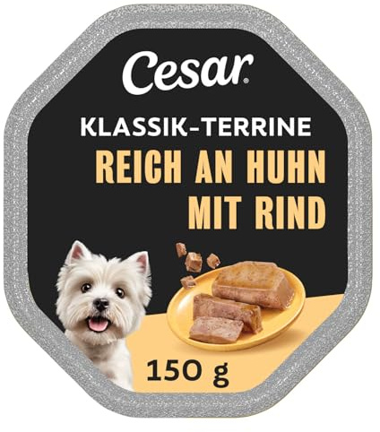 Cesar Hundefutter Nassfutter Klassiker Geflügel & Rind, 7 er Pack, (7 x 2 Schalen x 150 g)