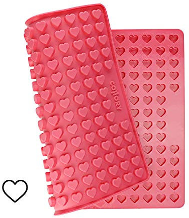 Collory Backmatte Hundekekse für MINI (1,5cm) HERZ FORM Leckerlis, Silikon Backform, Pralinenform, Schokoladenform, Hitzebeständig, Lebensmittelecht & Bpa-frei