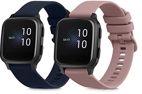 kwmobile 2X Sportarmband kompatibel mit Garmin Venu Sq Music/Sq Armband - Fitnesstracker Band Set aus TPU Silikon