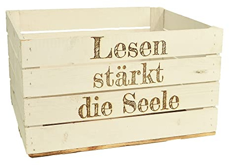 CHICCIE Holzkiste Grete Weiß Geflammt mit Gravur - Obstkiste Dekokiste Weinkiste