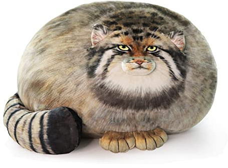 Pallas Cat Stuffed Animal, 45cm/18inch Steppe Cat Plush Cute Plushies for Girls,Kitten Soft Plush Throw Pillow Doll Big Plush Toy Decoration Doll Gift for Kids, Boys, Girls Birthday Christmas