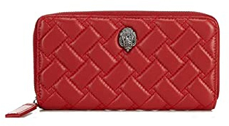 Kurt Geiger London Red Kensington - Cartera acolchada con cremallera alrededor, Rojo -, Cierre de cremallera alrededor
