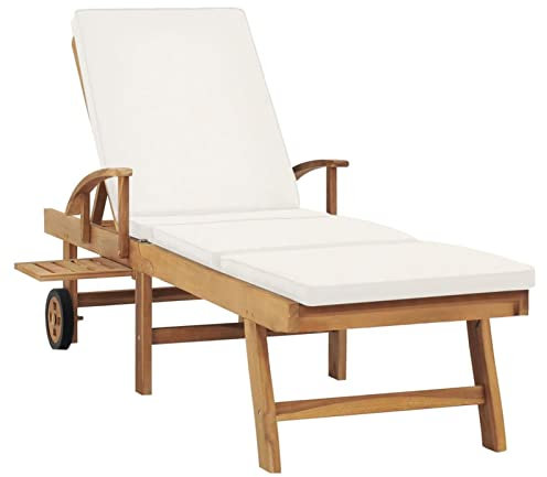 Keketa Homgoday Sonnenliege mit Auflage Massivholz Teak Creme Gartenmöbel Model48022