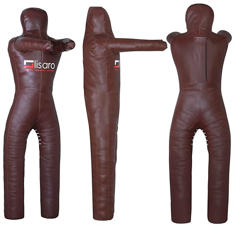 Lisaro Dummy de judo Grappling Dummy, taille 145/160/170 cm, mannequins de boxe, marron, non rempli, suspendu, tétine (160 cm)