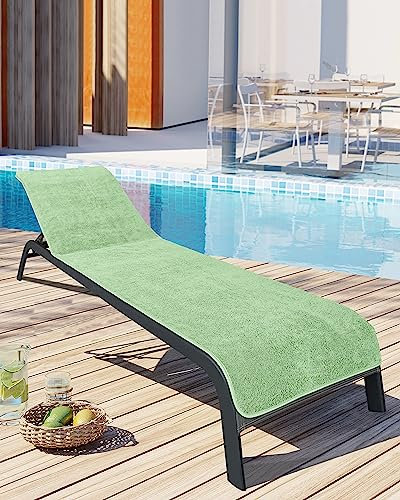 LAYNENBURG Lote de 2 Toalla para Tumbona de jardín - 100% algodón - Oeko-Tex 100 - Funda de Toalla de Rizo para Tumbona - Funda de Hamaca para Playa, Piscina (75x200 cm Menta)