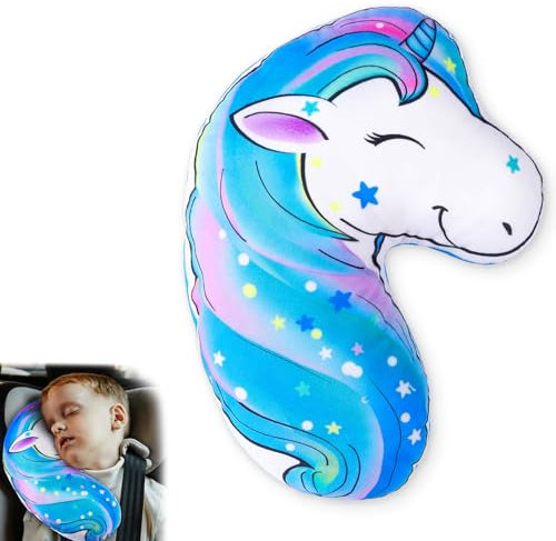 Beinou Gurtpolster Kinder Gurtkissen Autogurt Polster Schlafkissen Auto Sicherheitsgurt Kissen Einhorn Nackenstütze Kopfstütze Pad